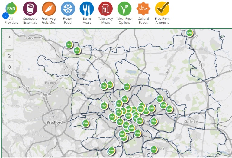 Leeds food aid network food map
